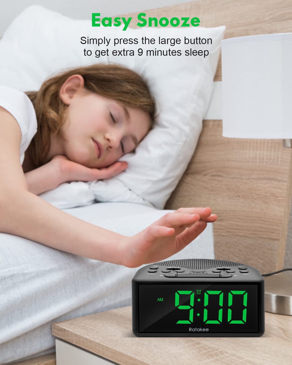 Digital Alarm Clock Radio with AM/FM, 1.4