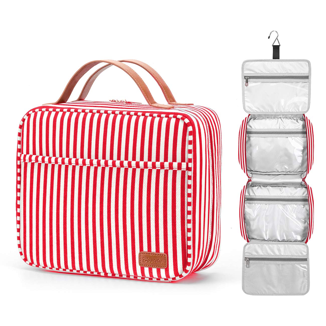 Bosidu Hanging Travel Toiletry Bag for Women - Large Capacity Cosmetic Organizer with 4 Compartments & Sturdy Hook - Perfect for Travel, Daily Use, Christmas Gifts - Ideal for Bathroom, Gym, Camping & Vacation Organization