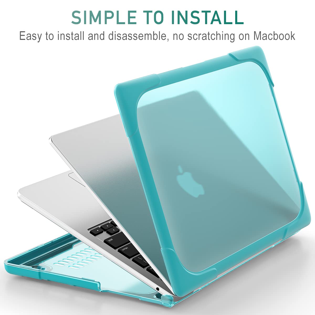 Premium Heavy Duty Hard Case with Foldable Kickstand for MacBook Air 13 Inch (2021-2018 M1/A2337/A2179/A1932) - Shockproof Protective Cover Compatible with Retina Display & Touch ID, Blue - Perfect for Work, Travel & School Use