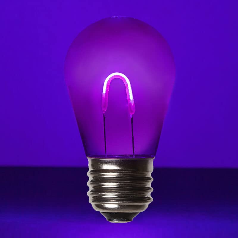 Wintergreen Lighting S14 LED Edison Bulbs - Shatterproof Polyflex PET, Purple - Outdoor String Lights for Patio, Backyard, Bistro & Cafe Decor - Energy Efficient Vintage Style Lighting