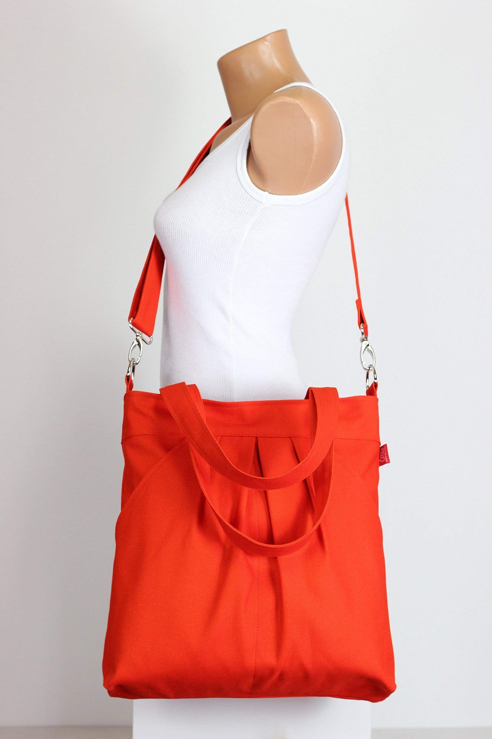 Stylish Women's Canvas Crossbody Shoulder Bag with Multiple Pockets - Large Capacity Zip Purse in Orange | Perfect for Travel, Shopping & Everyday Use