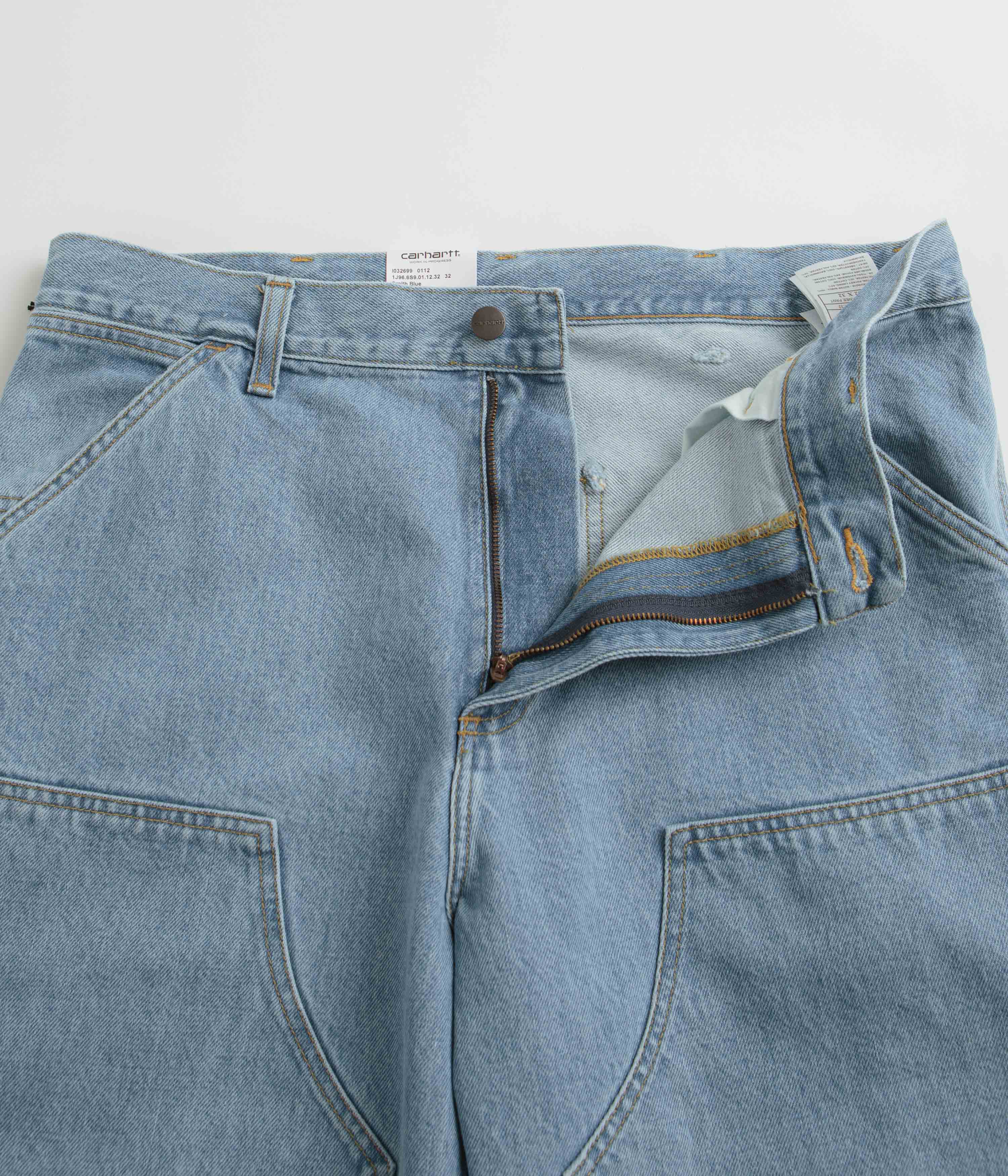 Carhartt Double Knee Denim Pants for Men - Durable Work Pants with Reinforced Knees in Classic Blue - Perfect for Construction, Carpentry & Outdoor Work
