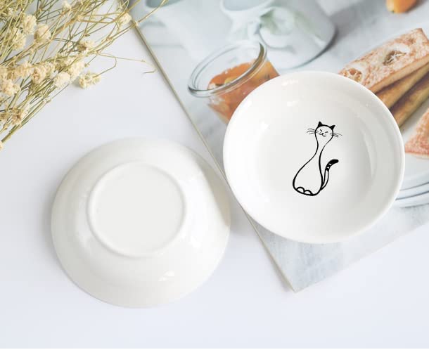 Ceramic Cat Appetizer Plates - Set of 6 Small Sauce Dishes, Dessert Bowls & Seasoning Dishes for Cats - Perfect for Pet Parties, Home Decor & Gift Giving