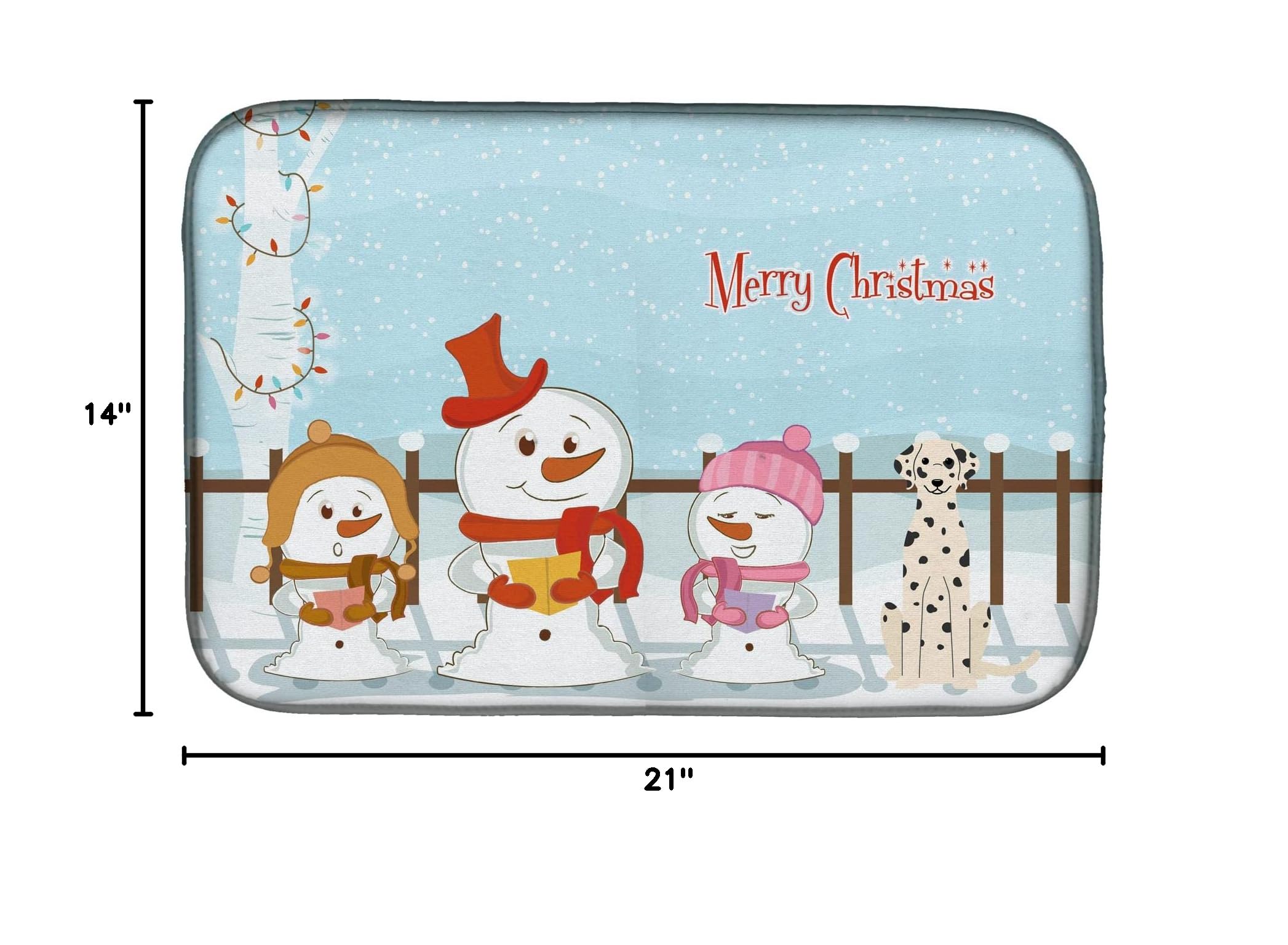 Christmas Carolers Dalmatian Dish Drying Mat - Absorbent Kitchen Counter Mat (14x21