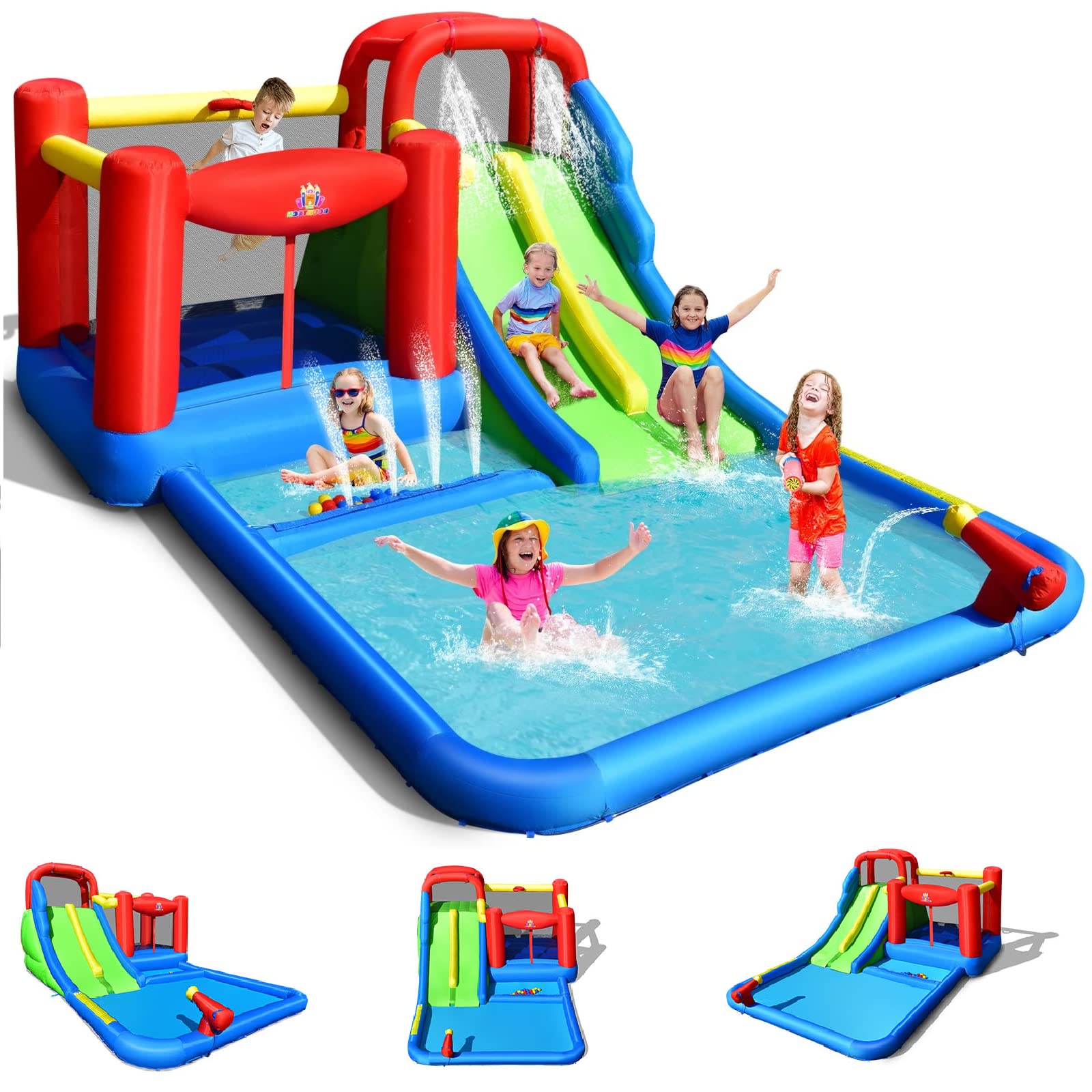 **BOUNTECH Inflatable Water Slide for Kids & Adults - Mega Water Bounce House with 2 Slides, Ball Pit, Splash Pool - Wet & Dry Outdoor Play - Perfect for Backyard Parties, Summer Fun, and Birthday Gifts**    *(Ideal for backyard gatherings, summer celebrations, kids' birthday parties, and family outdoor entertainment!)*