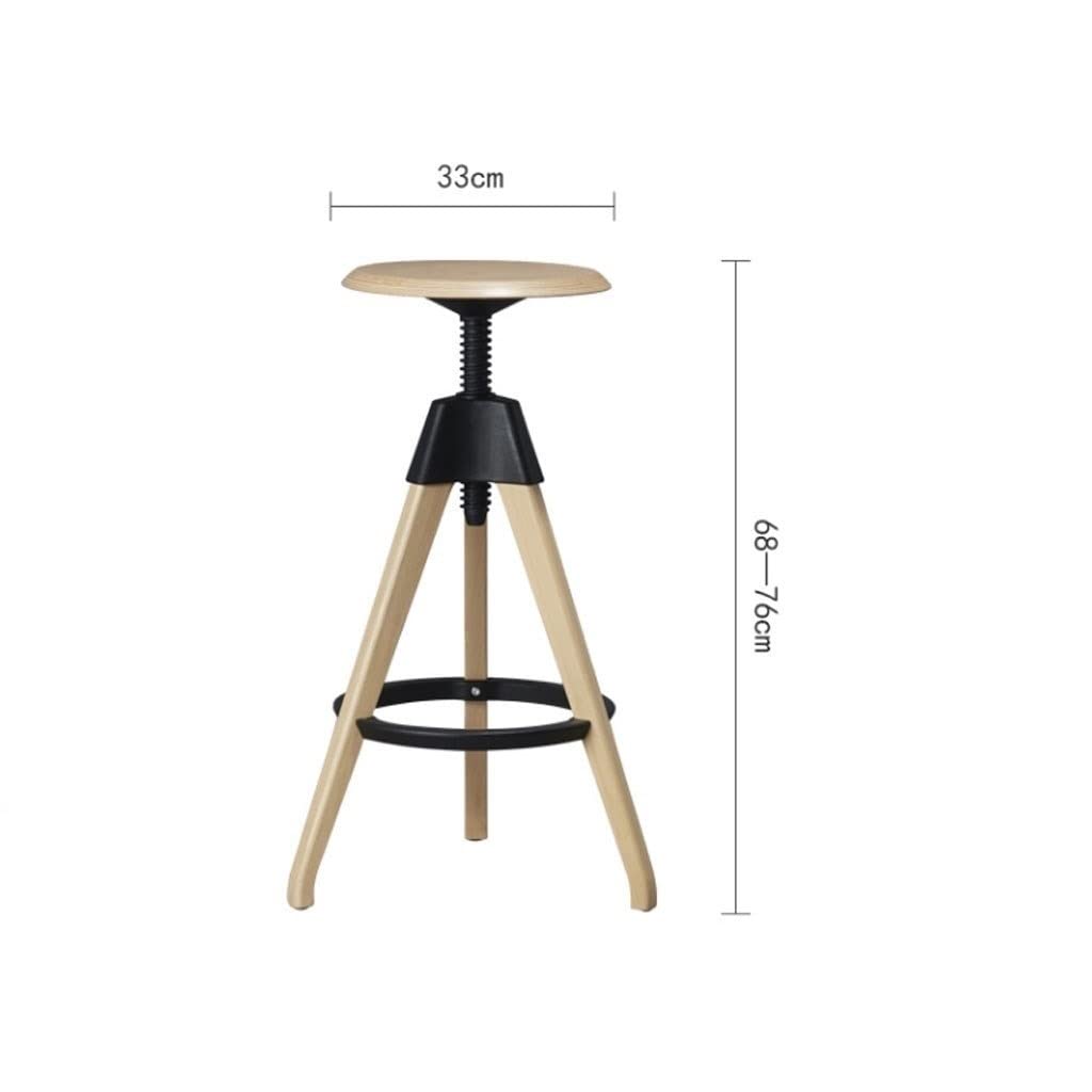 Industrial Style Adjustable Swivel Bar Stools - Wooden & Metal Bar Chairs with Lift Mechanism for Kitchen, Cafe, and Home Bar Use