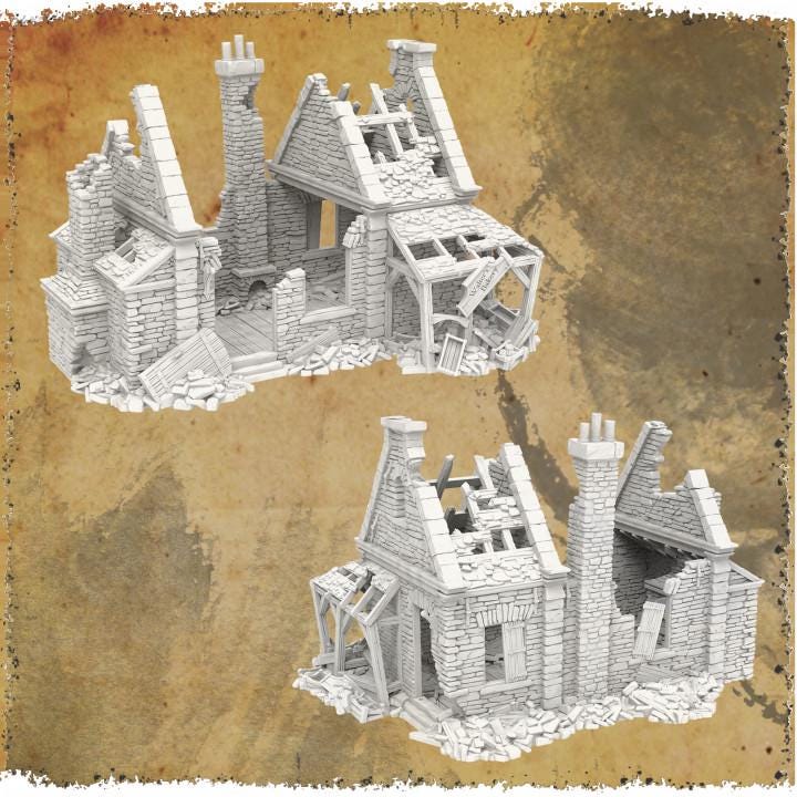 Dungeons & Dragons Terrain - Walter's Bakery Ruin Scenery for DnD, Pathfinder, Bolt Action & Revolutionary War Tabletop RPG Games - Perfect for Battle Maps, Wargaming & Miniature Dioramas
