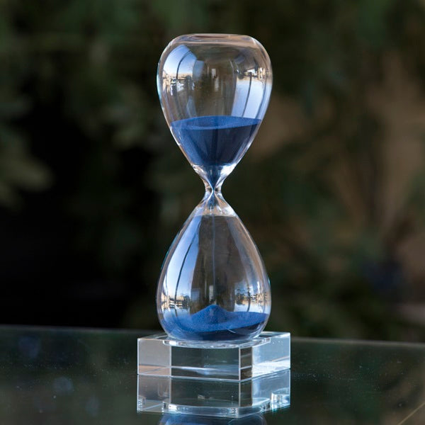 60 Minute Hand Blown Sand Timer on Crystal Base - 6 Color Options for Office, Classroom & Meditation - Premium Hourglass Decor for Productivity & Relaxation