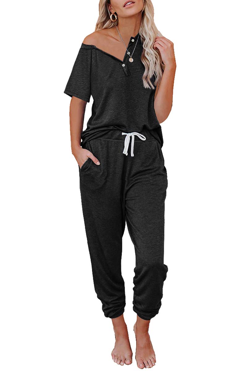 AUTOMET Women's 2-Piece Pajama Set - Summer Loungewear Outfit with Comfortable Sweatpants for Sleepwear, Lounge Wear & Home Relaxation