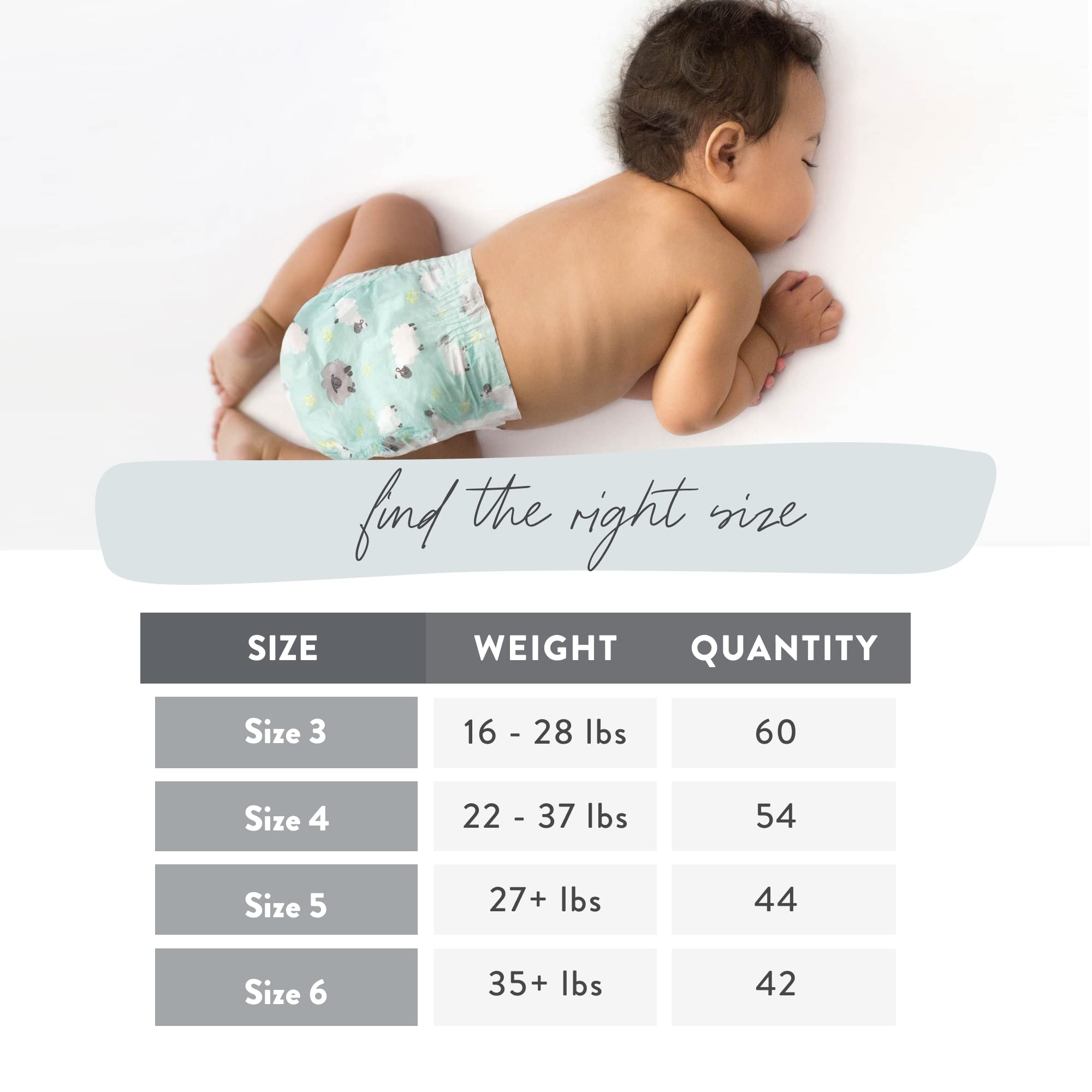 The Honest Company Clean Conscious Overnight Diapers - Plant-Based, Sustainable, Hypoallergenic | Sleepy Sheep Design | Size 4 (22-37 lbs), 54 Count Club Box | Gentle for Baby's Skin, Perfect for Nighttime Use and Long Sleep Sessions