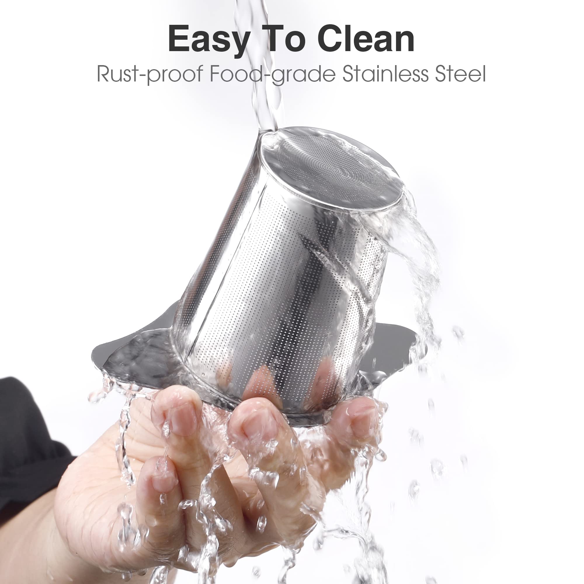 IPOW Reusable Stainless Steel Coffee Filter - Eco-Friendly Paperless Coffee Maker Strainer with Double Fine Mesh for Loose Tea & Ground Coffee - Fits Cups, Mugs & Teapots - Perfect for Home, Office & Camping Use