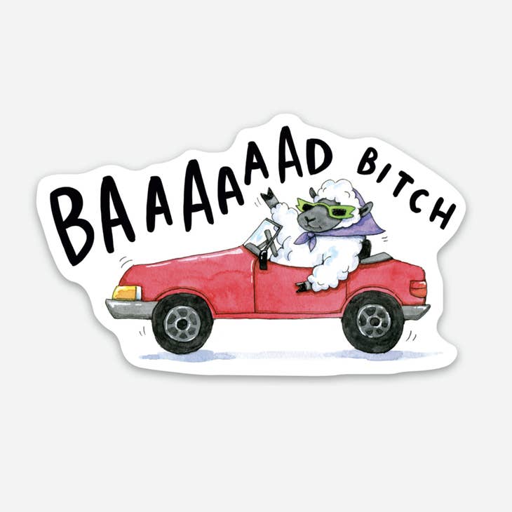Bad Bitch Sheep Sticker - Funny Sarcastic Vinyl Decal for Laptops, Cars & Water Bottles - Unique Gift for Women & Girls