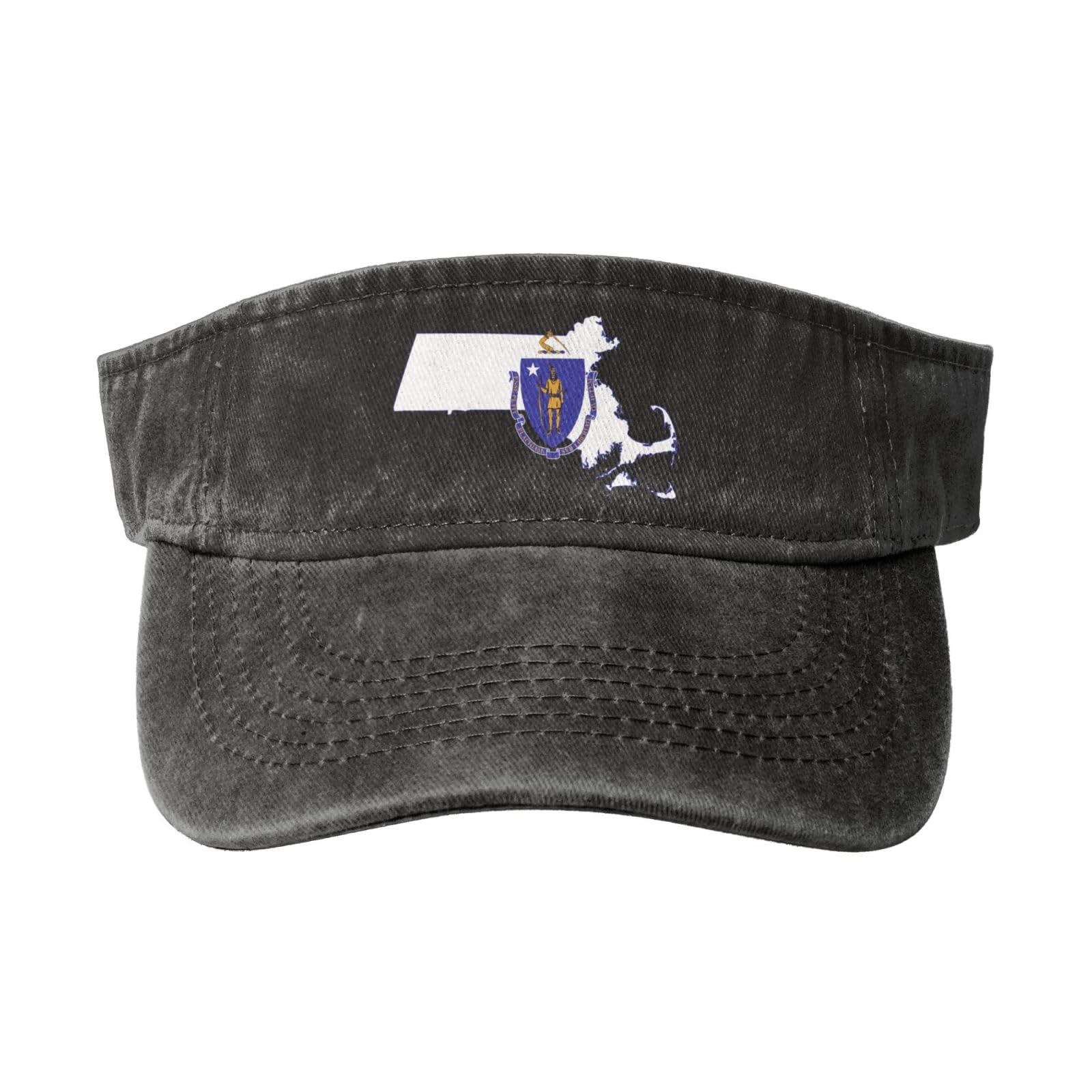 Vintage Massachusetts Flag Map Sun Visor Hat - Adjustable Baseball Cap for Women & Men - Perfect for Golf, Beach & Outdoor Activities