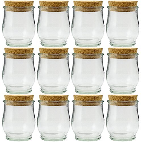 Premium T-150 Corked Glass Jars - 187.5ml (6.34 oz) - Set of 12 - Ideal for Spices, Herbs, DIY Crafts & Home Storage
