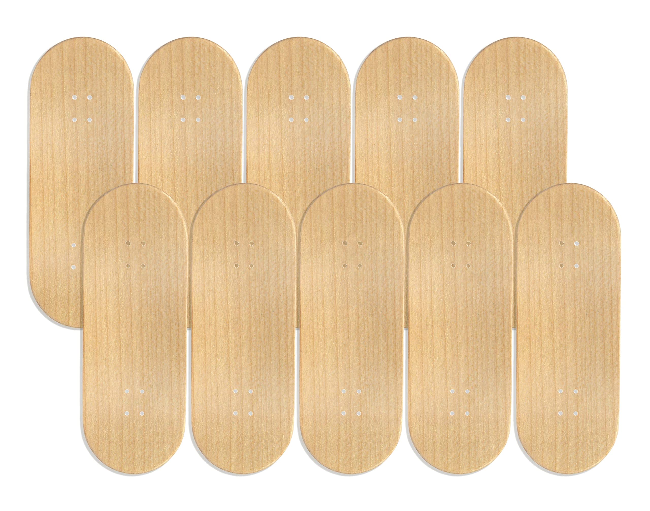 10PK Premium Maple Wood Fingerboard Decks - 34mm x 97mm - Unbranded High-Quality Finger Skateboards for Fingerboarding Tricks & Practice - Perfect for Skateboard Training, Office Stress Relief & Collectors