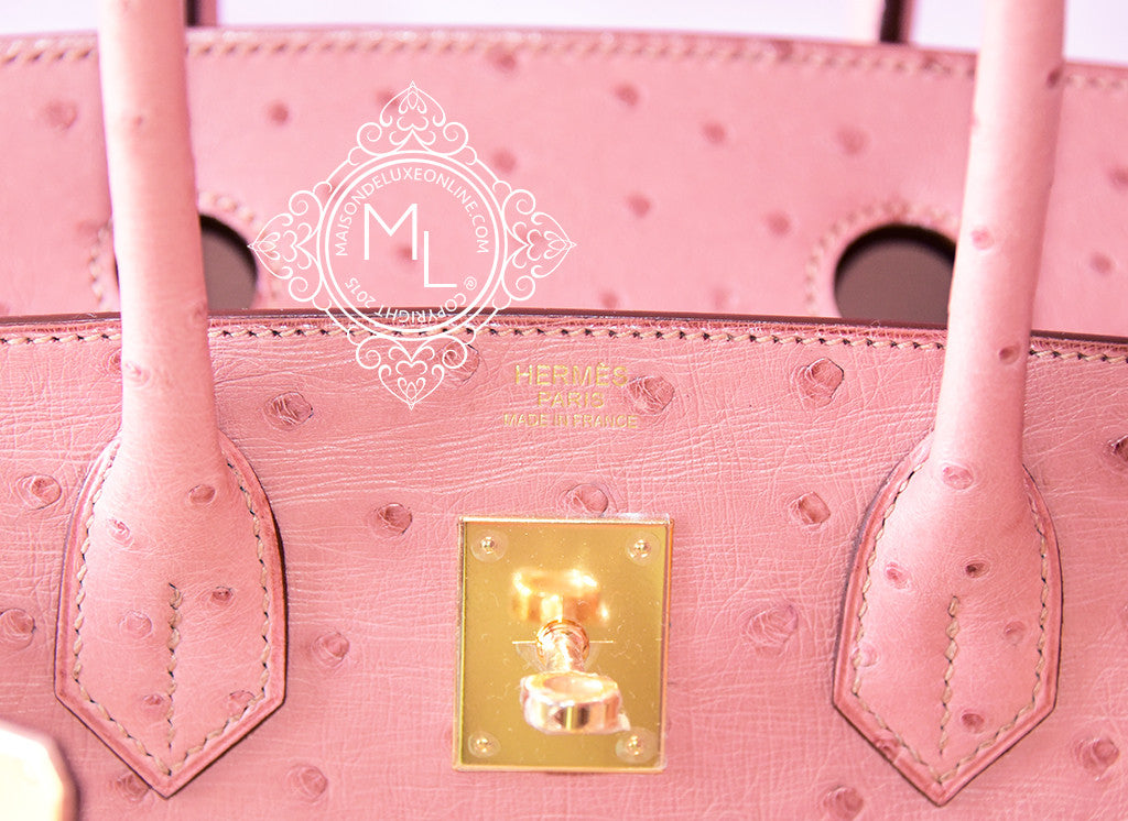 Authentic Hermes Birkin 30 Handbag in Pink Terre Cuite with Gold Hardware - Ostrich Leather Luxury Shoulder Bag for Women | Perfect for Parties, Weddings & Special Occasions