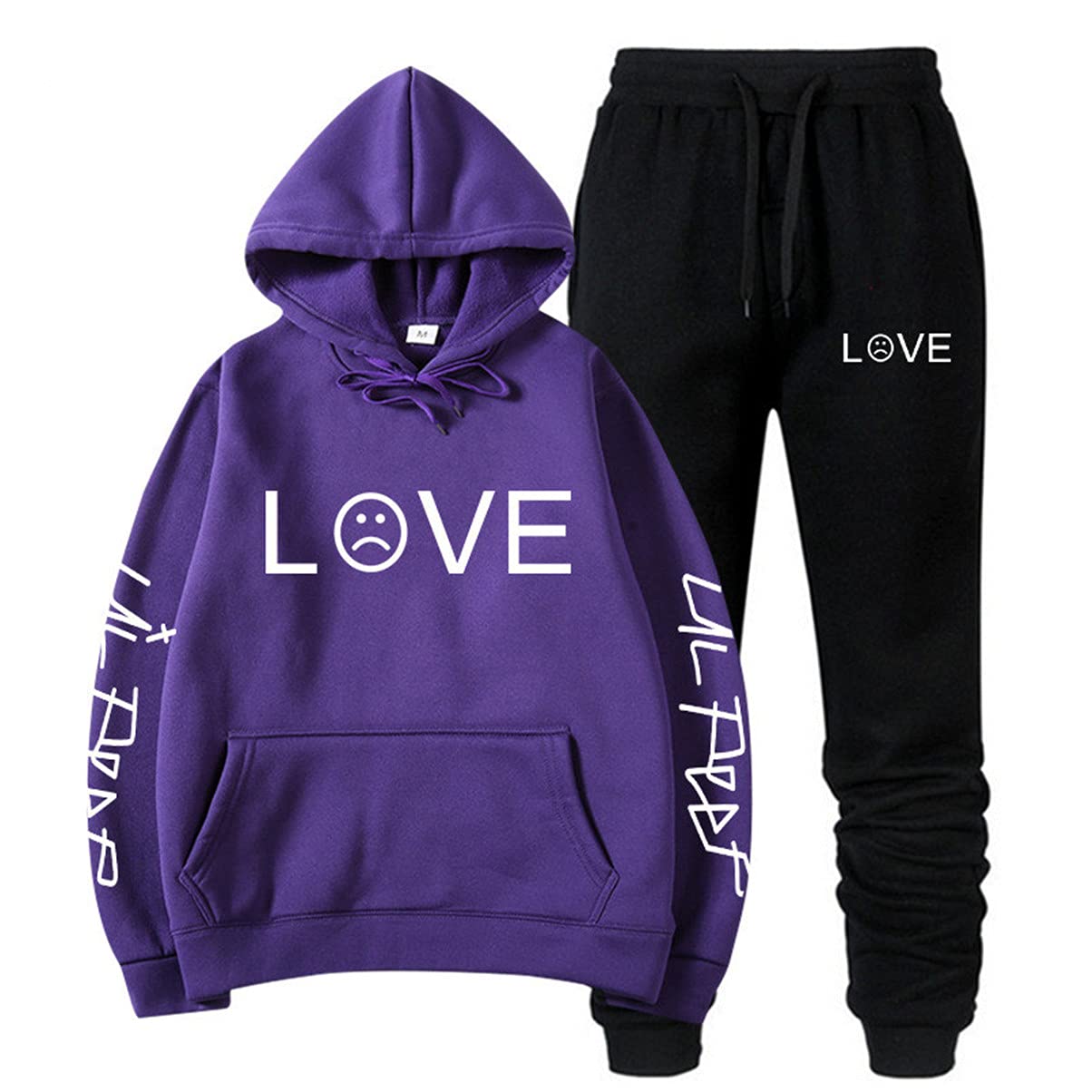 Unisex Love Printed Hoodie & Sweatpants Set - Sporty Hip Hop Pullover with Pockets for Men & Women - Perfect for Gym, Streetwear & Casual Outfits