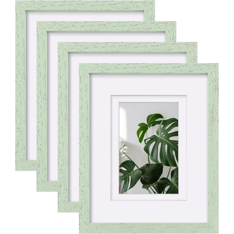 Premium Solid Wood Picture Frame Set of 4 - 8x10 Inches with/without Mat - Handcrafted Wall Photo Frames for Family Photos, Artwork & Home Decor - Perfect for Living Room, Bedroom & Office Display