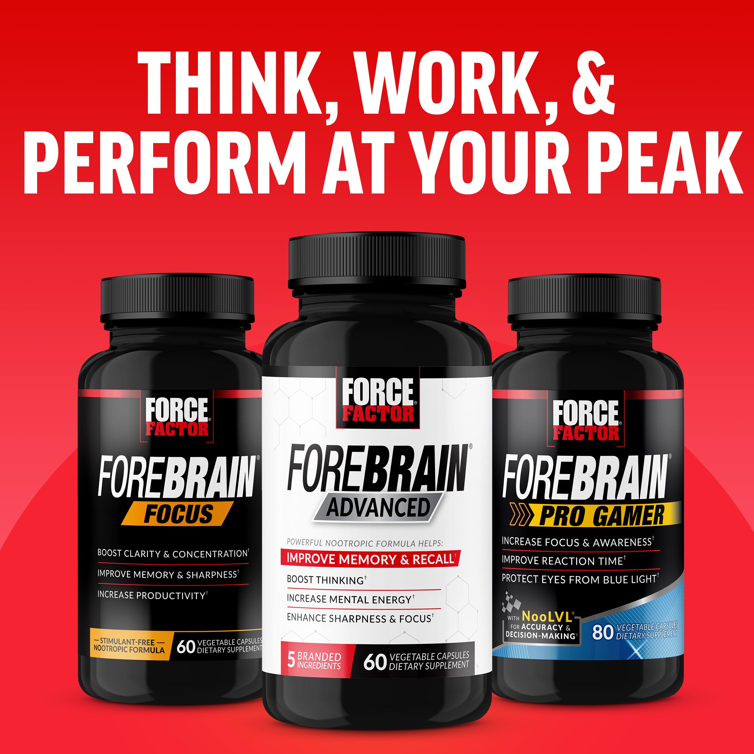Force Factor Forebrain Gummies - Nootropic Brain Support Supplement for Memory & Focus | Brain Vitamins with COGNIGRAPE & Huperzine A | Focus Gummies to Enhance Recall & Mental Sharpness | 60 Count | Perfect for Students, Professionals & Gamers