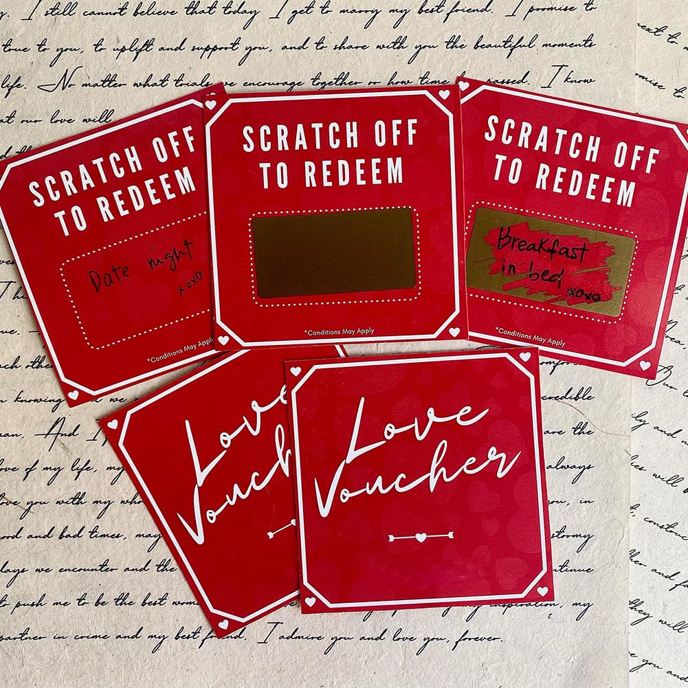 5Pcs Romantic Birthday Scratch Off Cards - Motivational Love Coupons for Boyfriend & Girlfriend - Perfect for Anniversaries, Valentine's Day & Special Occasions