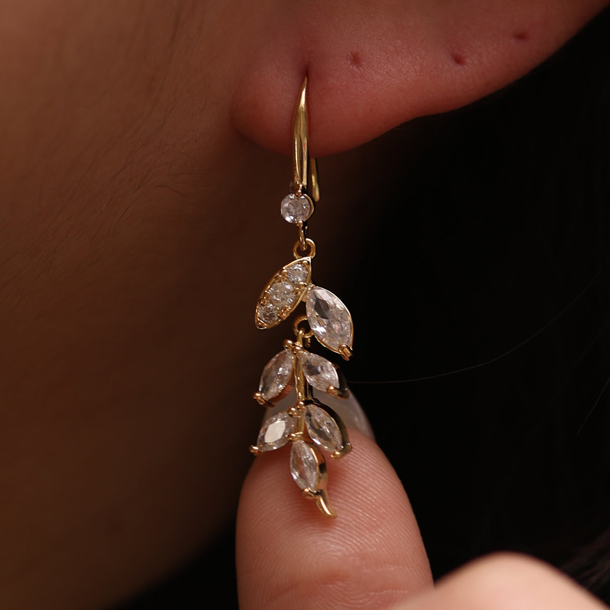 Elegant Vine Drop Hook Earrings for Women - Dainty Gold Leaf Dangle Earrings for Everyday Wear & Special Occasions