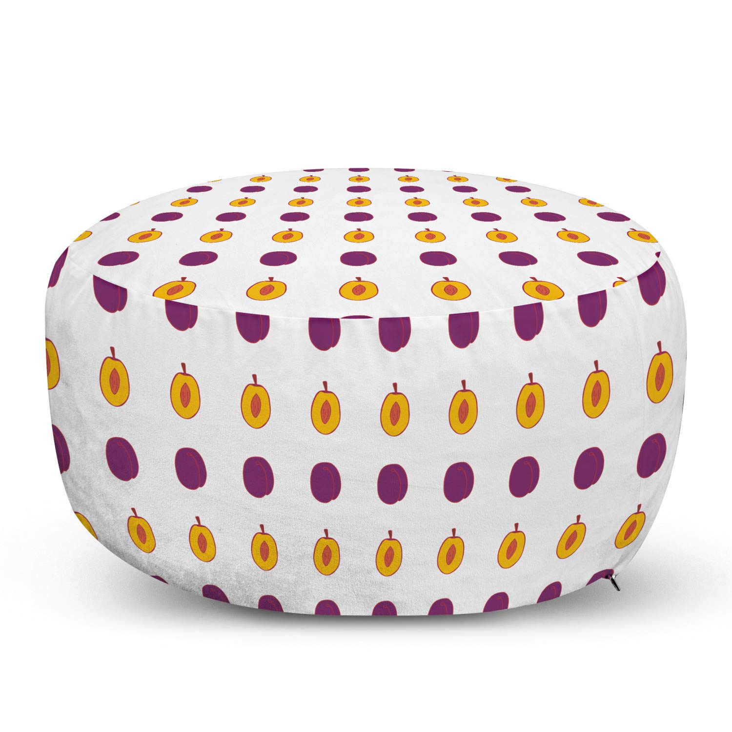 Ambesonne Fruits Pouf Cover with Zipper - Exotic Plum Slices Summer Juicy Organic Snacks Graphic Art - Soft Decorative Fabric Unstuffed Case 30