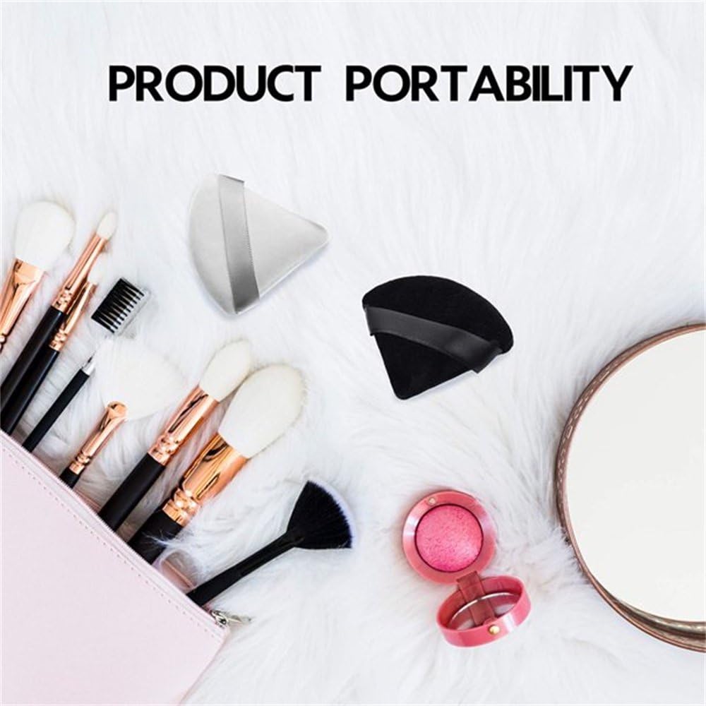 Felofix 6-Piece Velour Powder Puff Set - Soft Triangle Makeup Sponges for Loose & Body Powder, Foundation Blending Beauty Tools (Multicolor) - Perfect for Professional Makeup Application & Travel Touch-Ups