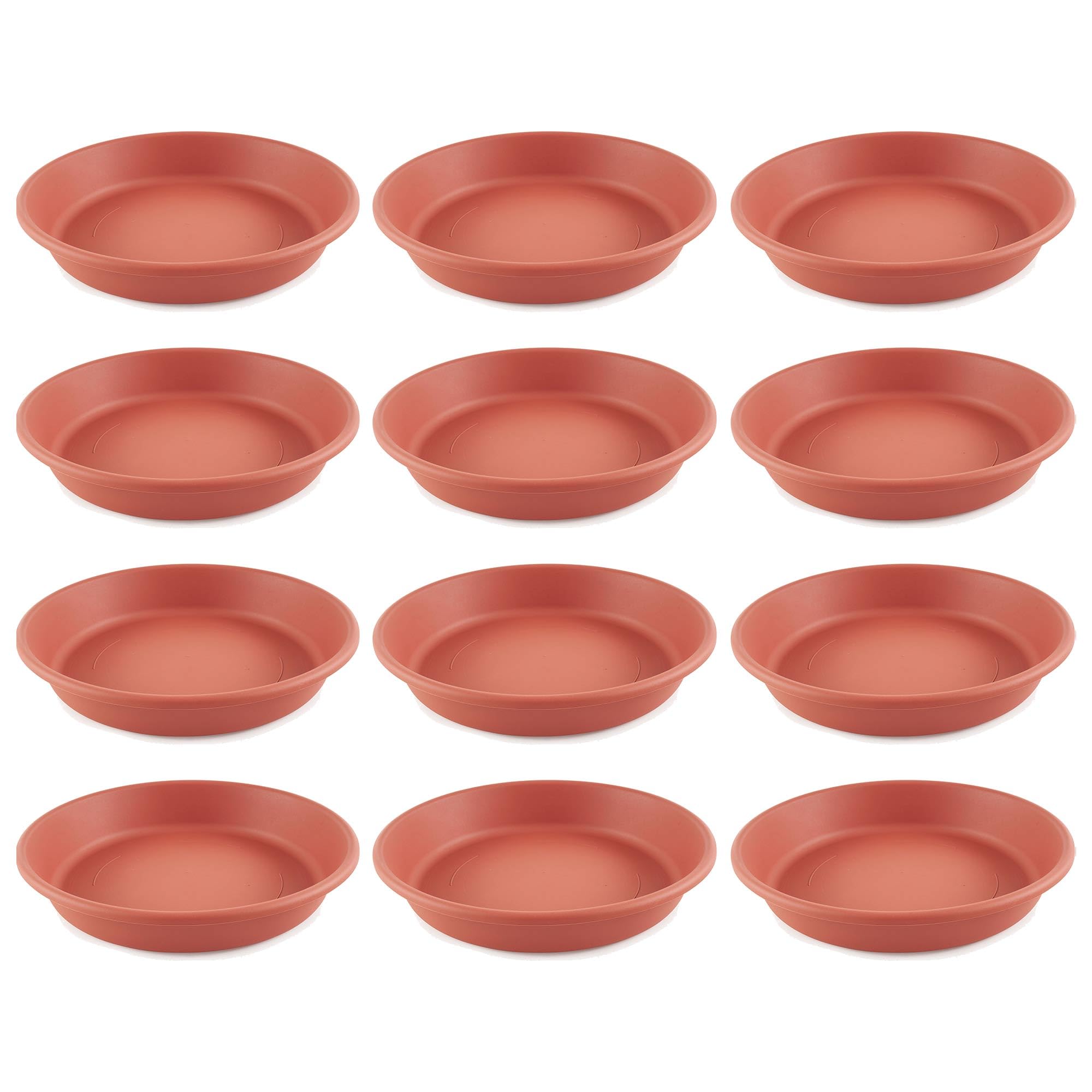 HC Companies Classic 17.63 Inch Round Plastic Flower Pot with Deep Saucer - 12 Pack Terracotta Planter for Indoor/Outdoor Plants - Perfect for Home Garden, Patio Decor, and Nursery Use