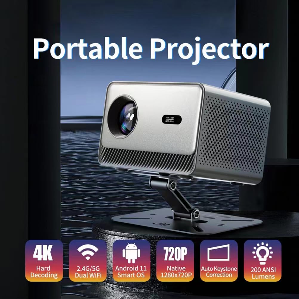 XoTiq Smart 4K Projector with Auto Focus - Portable Full HD 1080P & 4K Support - Short Throw Home Theater Projector for Movies, Gaming, Outdoor Camping & Travel Entertainment