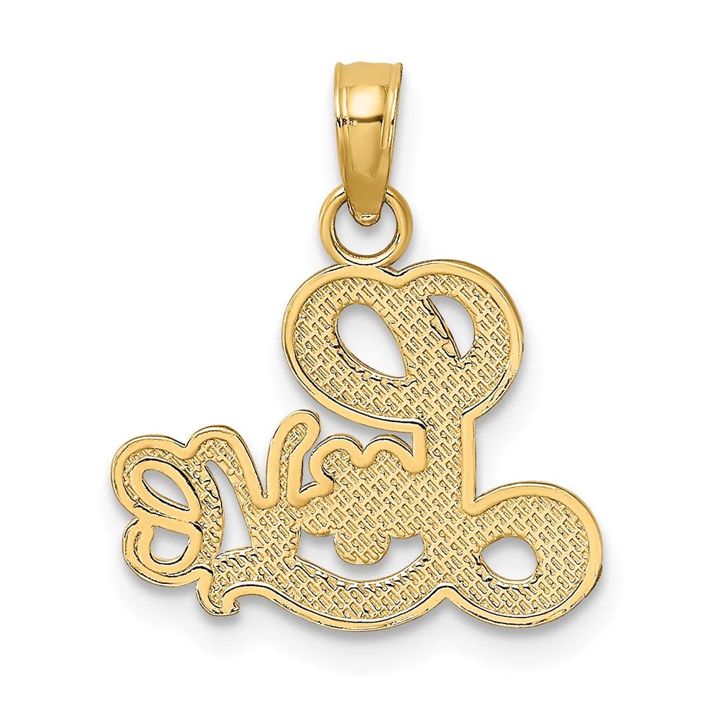 14K Solid Yellow Gold Love Script Pendant with Flower Charm - 15mm x 15mm - Perfect for Valentine's Day Gifts, Anniversary Presents & Everyday Jewelry