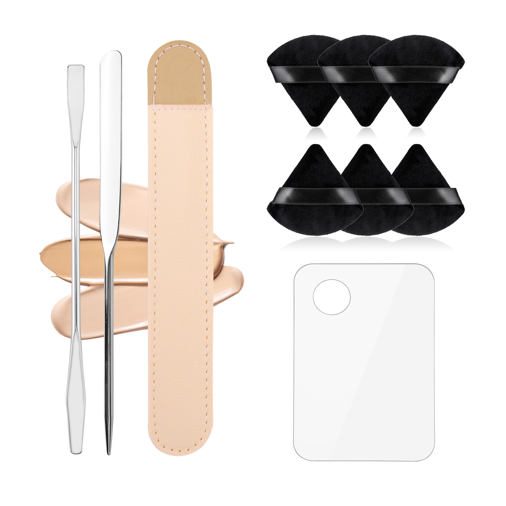 **10 Pcs Acrylic Makeup Palette Set with Metal Mirror & Spatula - Professional Cosmetic Mixing Tray for Foundation, Color Cream & Liquid Makeup - Perfect for Beauty Salons, Makeup Artists & DIY Home Use**