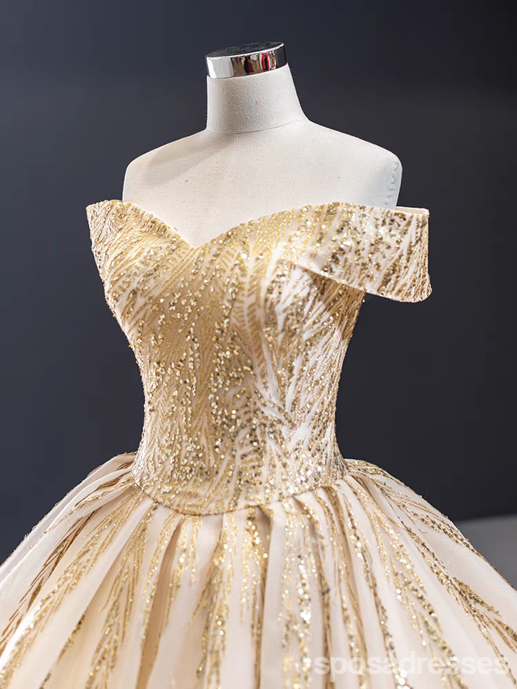 Elegant Champagne A-Line Off Shoulder Long Prom Dress for Women - Formal Evening Gown for Party, Homecoming, Wedding Guest - 13704