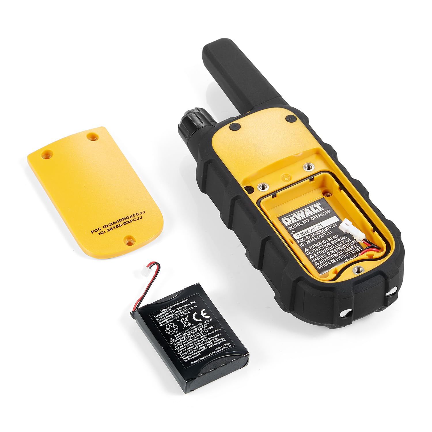 DEWALT DXFRS300 Heavy Duty Walkie Talkies 1 Watt with Headsets - Waterproof, Shock Resistant, Long Range Two-Way Radio Rechargeable VOX (4 Pack) for Construction, Warehouse, Outdoor Adventures & Emergency Communication