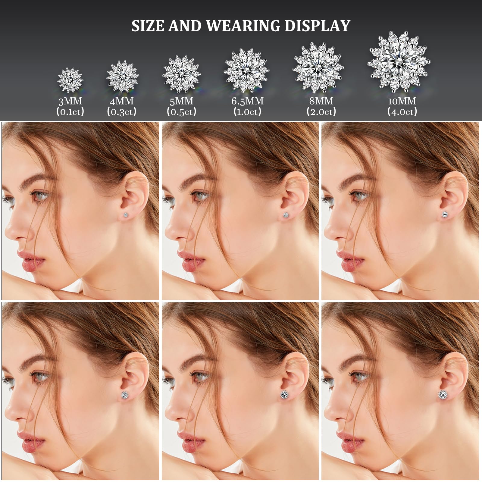 Moissanite Stud Earrings 0.2CT-8.0CT | 18K Yellow Gold Plated | D Color VVS1 Clarity | Round Cut Lab Created Diamond | S925 Sterling Silver Hypoallergenic | Anniversary & Wedding Gifts for Women & Men | Perfect for Everyday Wear, Date Nights & Special Occasions
