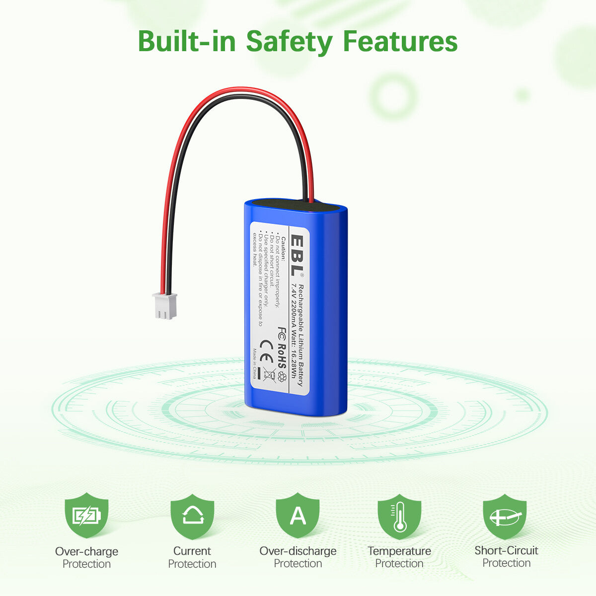 EBL 7.4V 2200mAh Li-ion Rechargeable Battery Pack for RC Cars, Drones, Electronics Toys - Long Lasting Power for Remote Control Vehicles and Gadgets