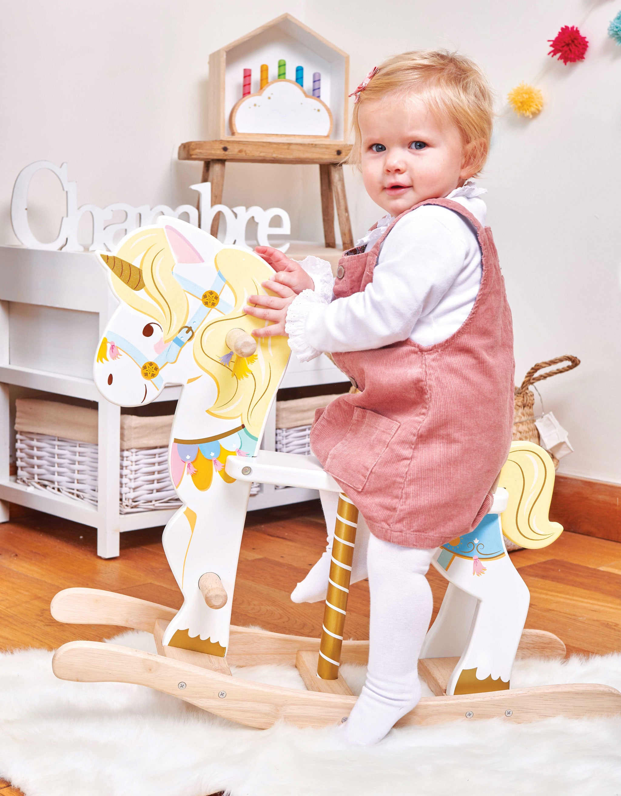 Vibrant Rocking Unicorn Carousel Ride-On Toy for Kids - Perfect for Indoor Playrooms, Birthday Gifts & Toddler Motor Skill Development