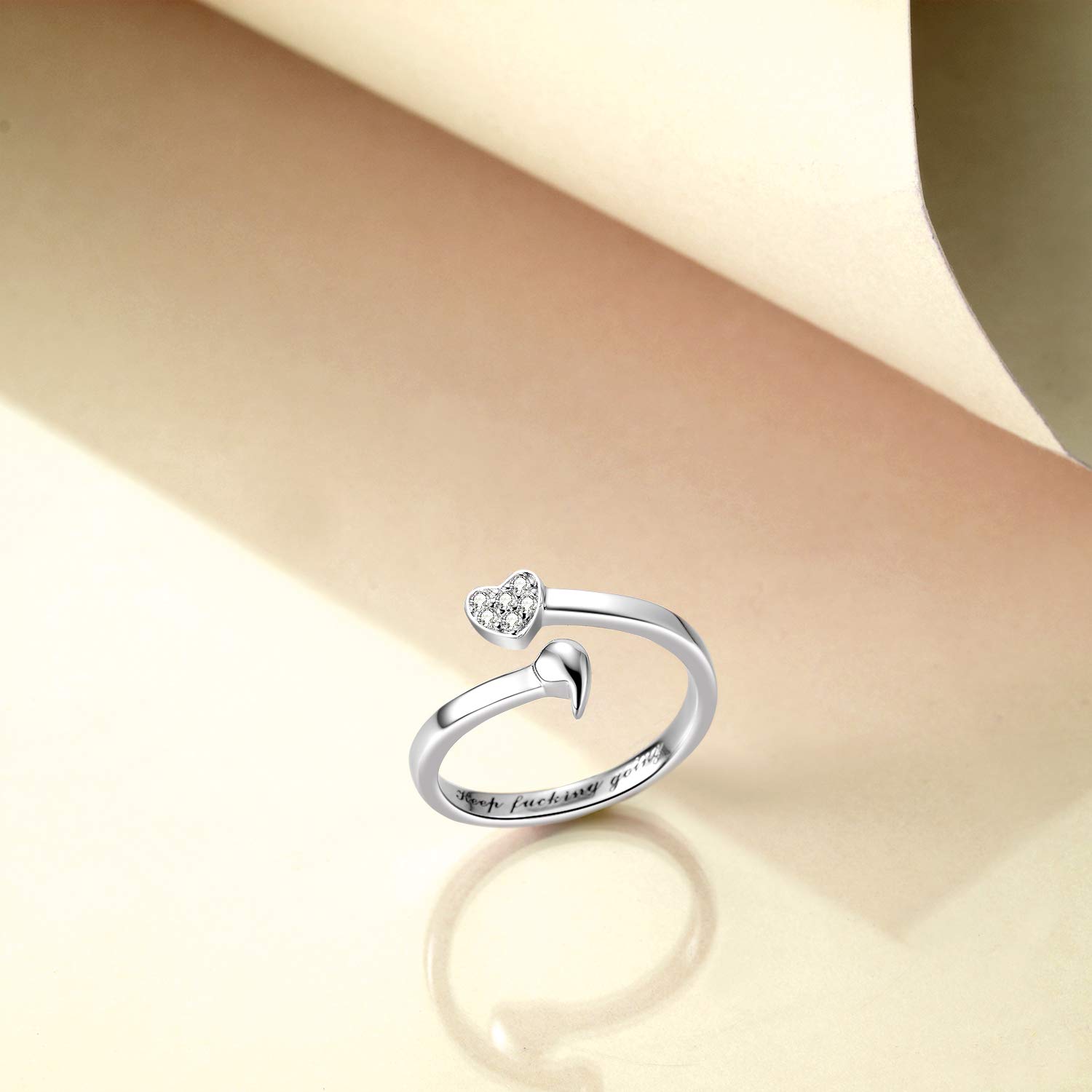 925 Sterling Silver Keep Going Semicolon Ring - Inspirational Jewelry Gift for Women, Depression Awareness, Anxiety Support - Perfect for Daily Wear, Motivational Present, Self-Love Reminder