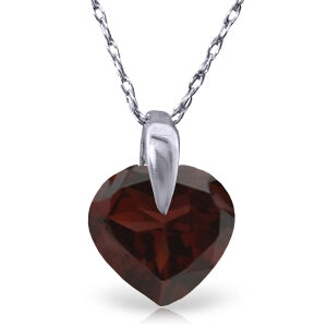 1.15 Carat 14K Solid White Gold Garnet Pendant Necklace for Women - Elegant Jewelry Gift for Anniversary, Birthday & Special Occasions