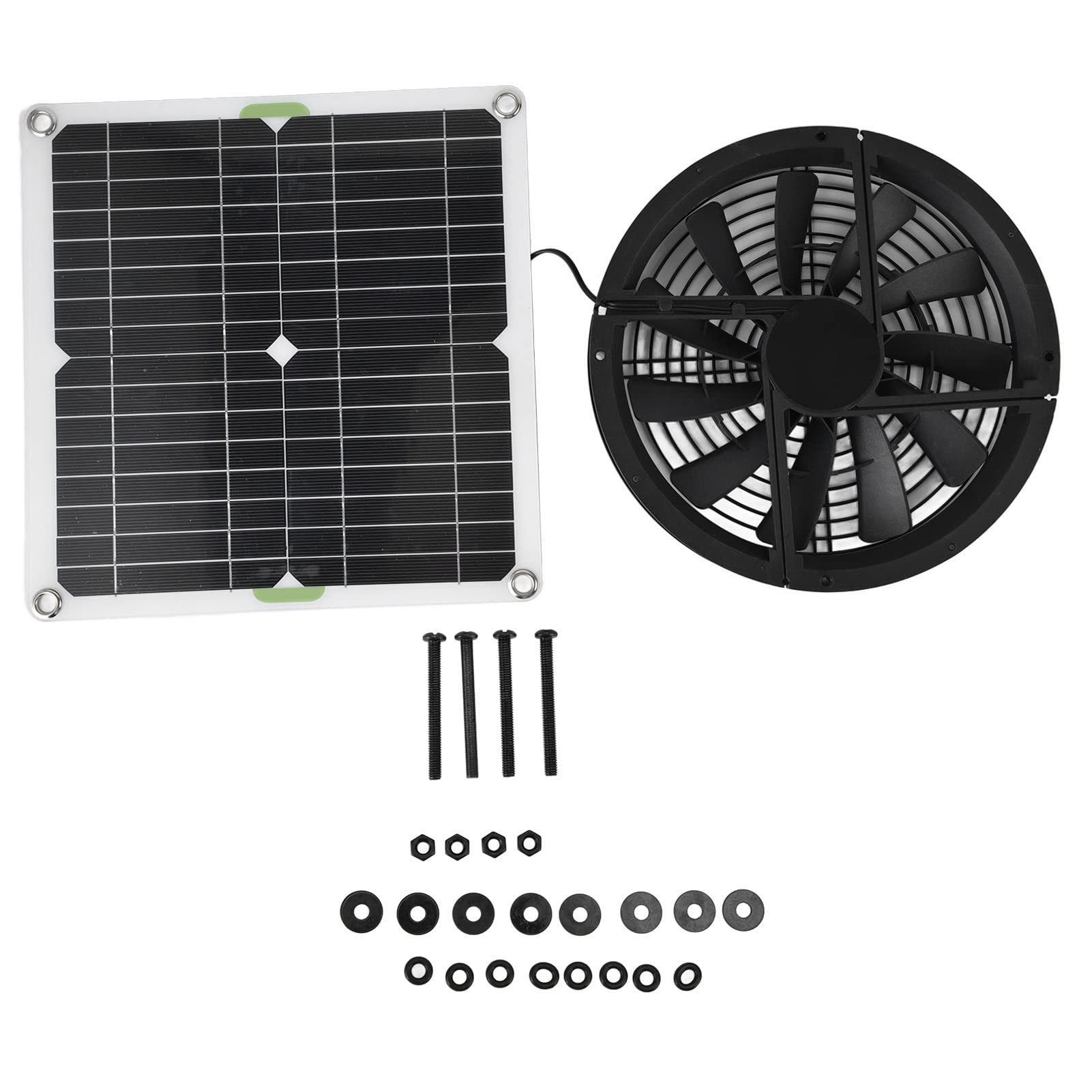 Haofy 10in 100W Solar Panel Fan Kit - Waterproof Solar Powered Exhaust Fan for Chicken Coops, Sheds, Crawl Spaces & Pet Houses - Perfect for Ventilation in Small Spaces, Greenhouses & Window Exhaust