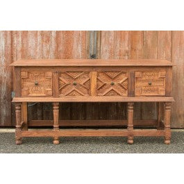 Hand Carved Solid Wood Hallway Console Table 140cm - Entryway Sofa Table for Living Room, Bedroom & Foyer Decor