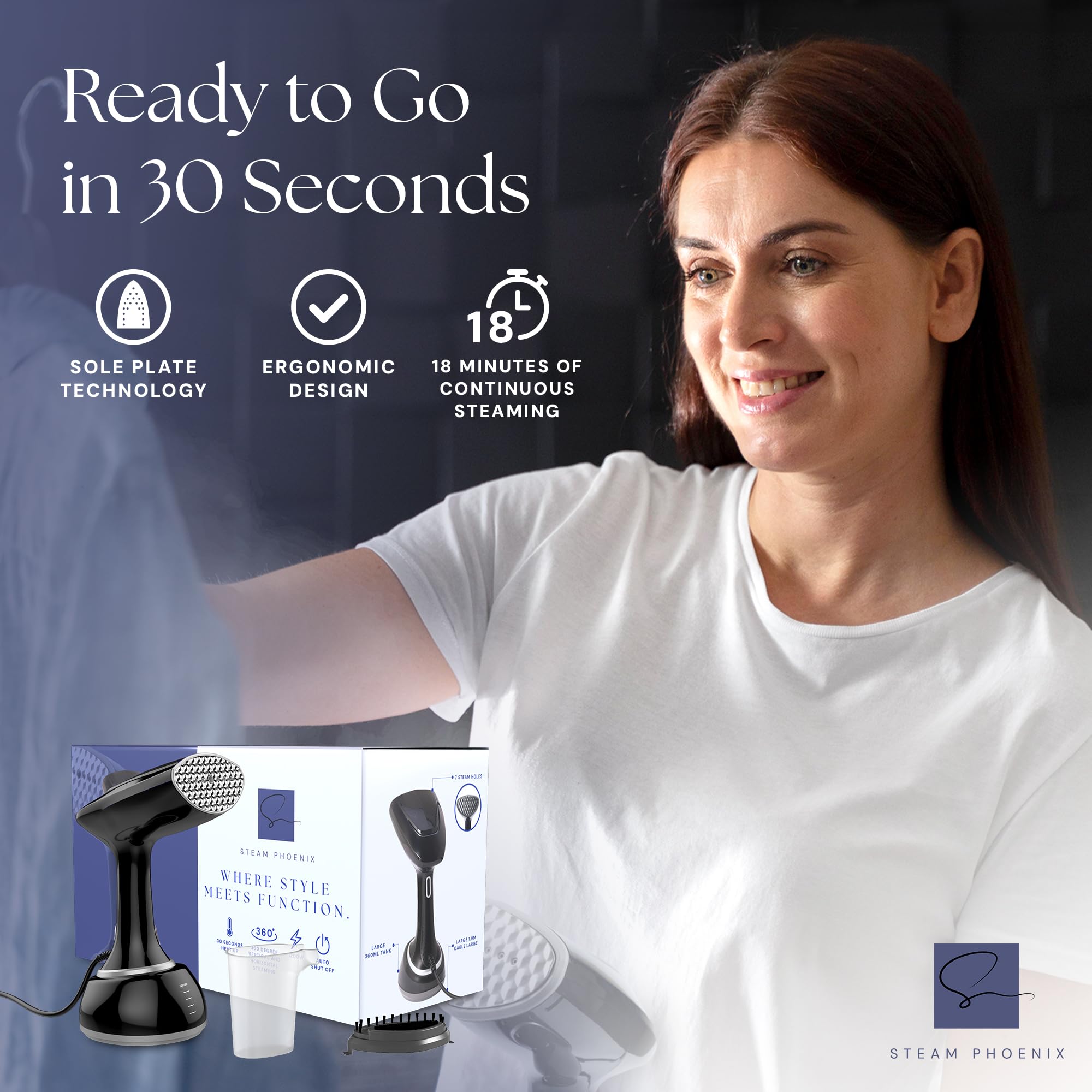 1200W Powerful Handheld Garment Steamer for Clothes - Portable Mini Travel Steamer & Iron All-in-One - Quick Wrinkle Remover for Shirts, Dresses, Suits & Fabrics - Perfect for Home, Office & Travel Use