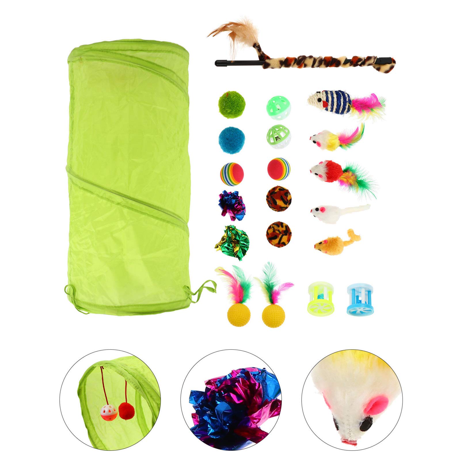 Balacoo 21-Piece Funny Cat Toy Set - Crinkle Ball, Teaser Wand & Sweat Suit for Kittens & Puppies | Interactive Play, Exercise & Stress Relief for Indoor Cats | Perfect for Playtime, Training & Bonding