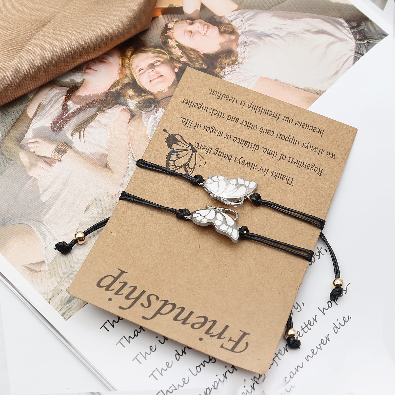 YOOESTORES82 Best Friends Butterfly Friendship Bracelets & Anklets Set, Long Distance BFF Matching Promise Bracelets for Women, Perfect Birthday Gifts for Besties, Ideal for Anniversaries, Graduations, and Everyday Wear