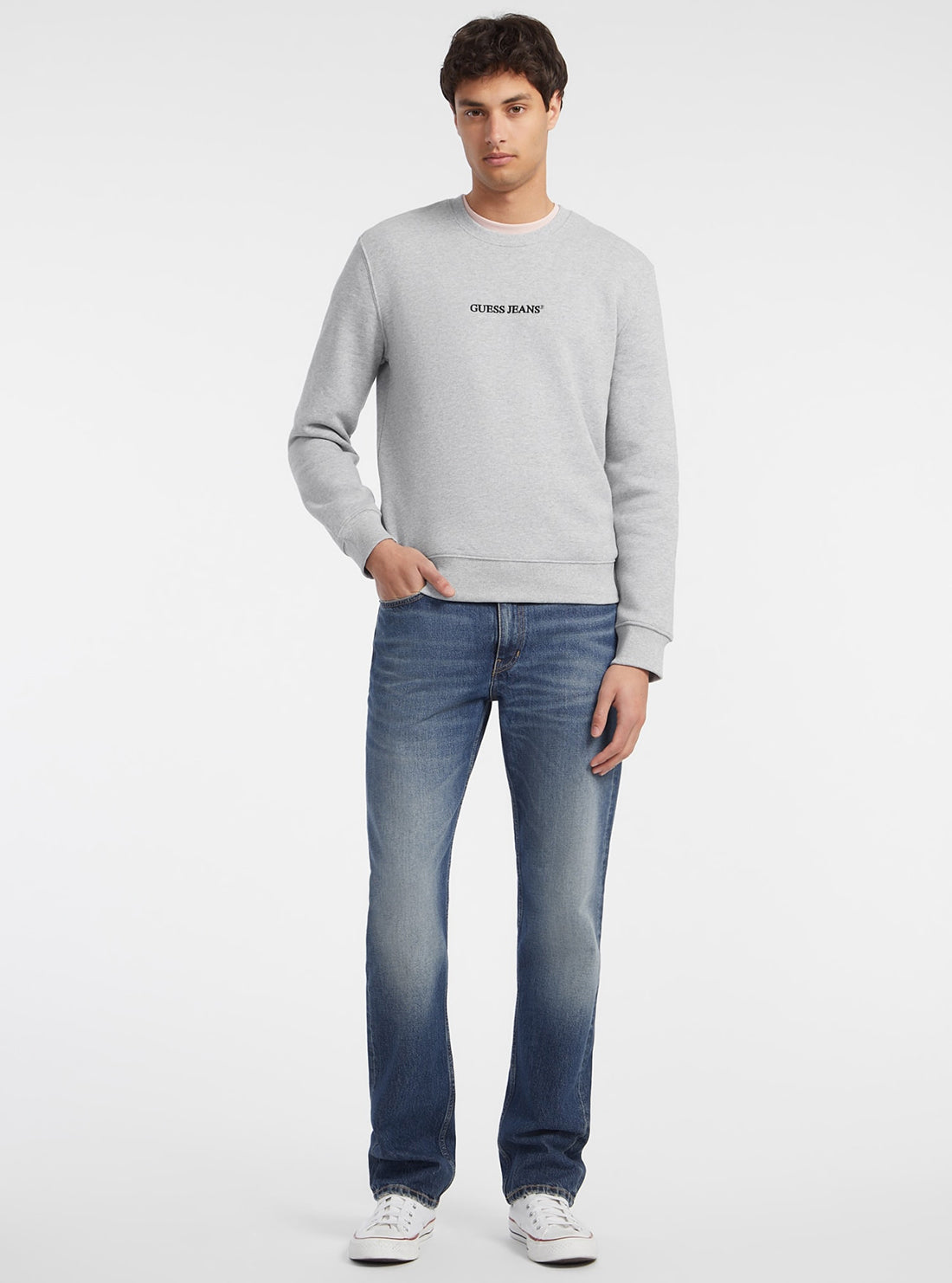 Guess Women's Grey Logo Sweater - Casual Pullover for Everyday Wear & Layering | Perfect for Work, Outings & Cozy Evenings