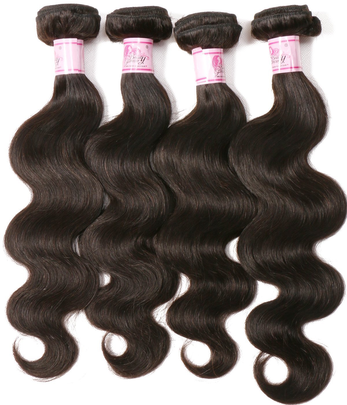 Beauty Forever 100% Unprocessed Virgin Human Hair Extensions - Indian Body Wave 3 Bundles (16 18 20 Inch) 95-100g per Piece, Natural Black Color | Perfect for Daily Styling, Special Occasions & Salon Use