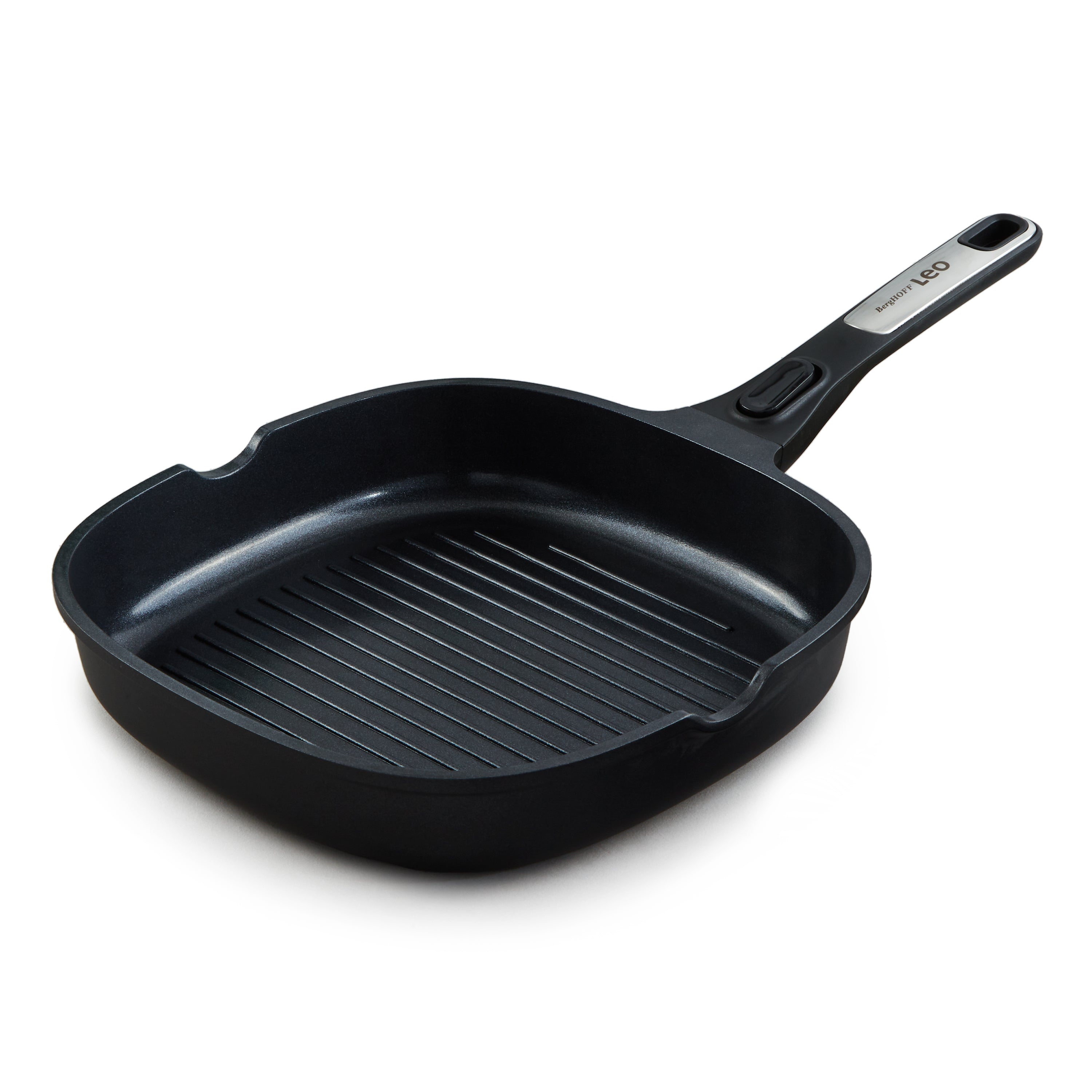 BergHOFF Leo Phantom Nonstick Ceramic 10.25 Inch Grill Pan - Recycled Aluminum, PFOA-Free - Perfect for Indoor & Outdoor Grilling, BBQ, Steaks, Burgers & Vegetables