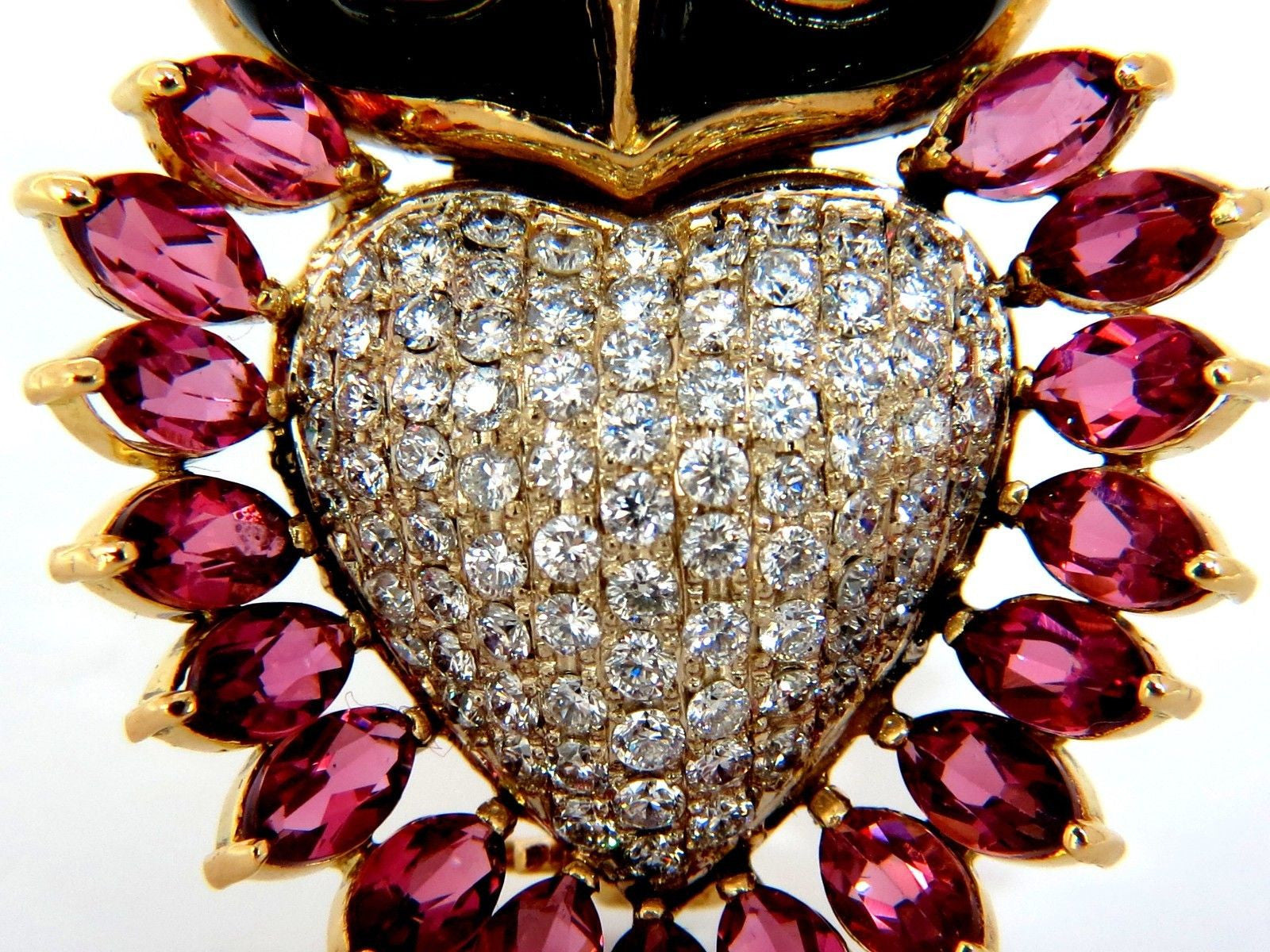 3.90CT Natural Tourmaline Diamonds Moonstone Black Onyx 3D Owl Brooch Pin 18KT Gold - Elegant Jewelry Gift for Women, Perfect for Weddings, Parties & Special Occasions