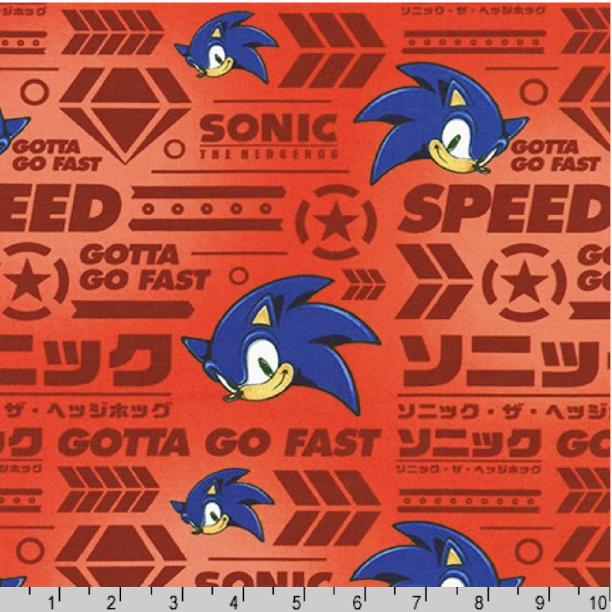 Sonic The Hedgehog Red Sega of America 100% Cotton Fabric by Robert Kaufman - Perfect for Cosplay, Quilting, and DIY Craft Projects