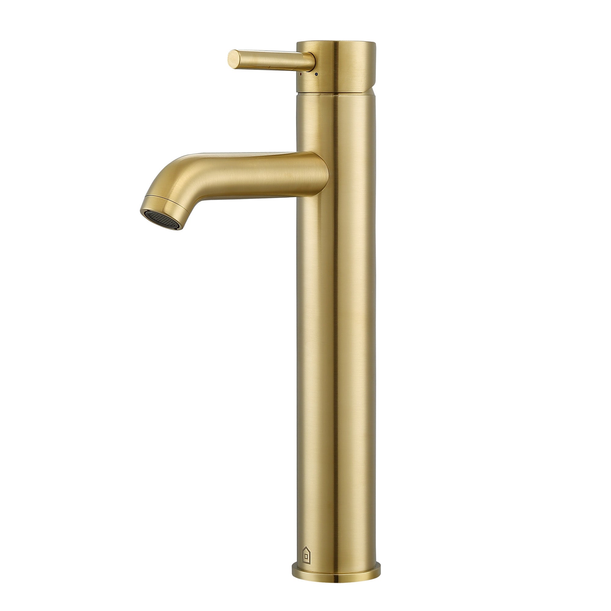 Ancona Holbrook White Ceramic Vessel Bathroom Sink with Brushed Champagne Gold Single Hole Faucet - Modern Vanity Basin for Powder Room, Guest Bath & Master Bathroom Decor