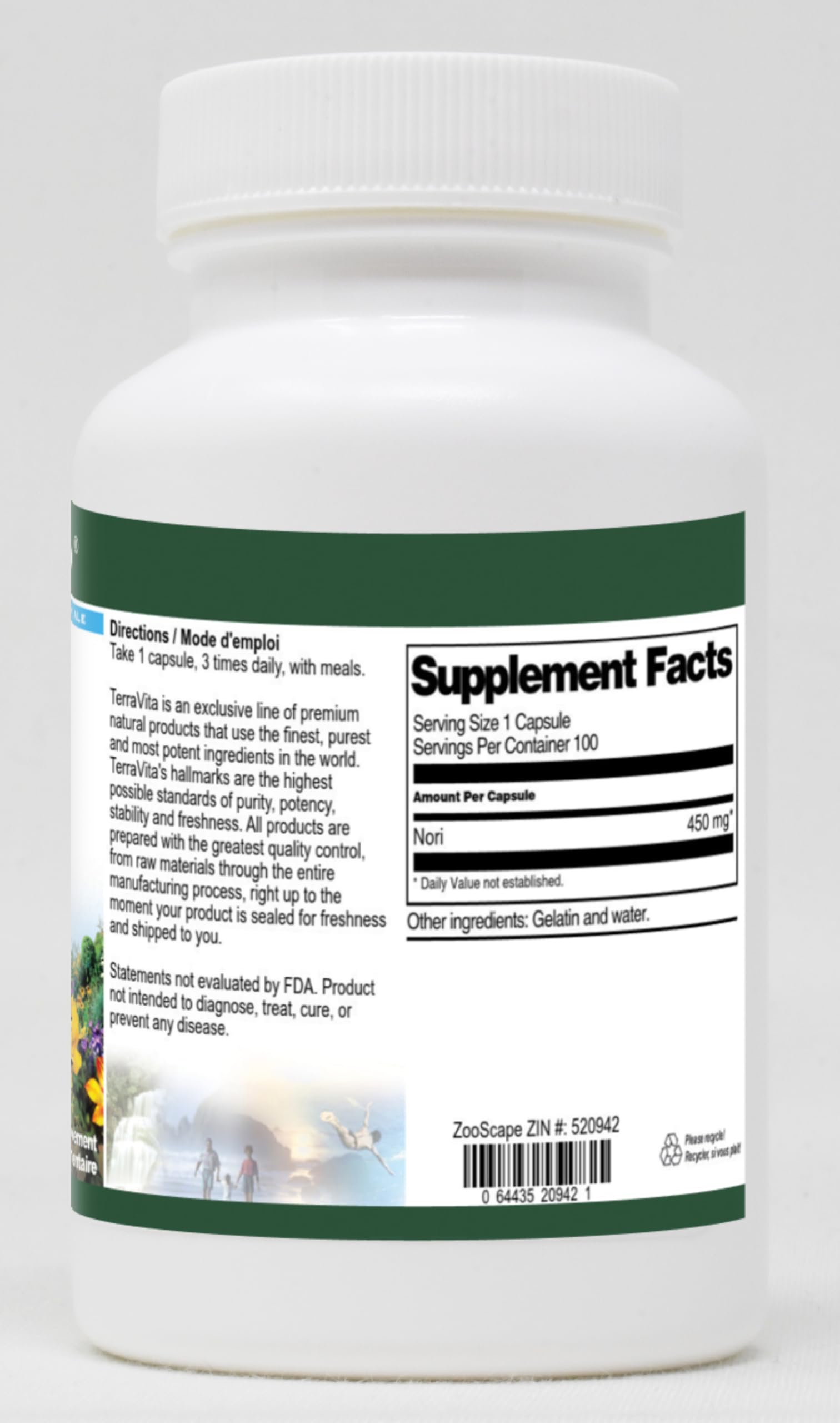 Premium Organic Nori Seaweed Capsules 450mg (100 Capsules per Bottle, 3-Pack) - Rich in Iodine & Minerals, Supports Thyroid Health - Perfect for Vegan Diet, Detox & Daily Nutrition Supplement